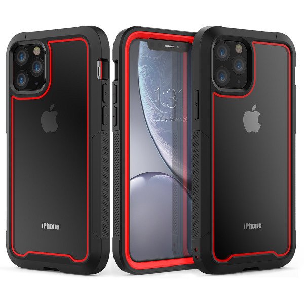 Wholesale iPhone 11 Pro (5.8in) Clear Dual Defense Case (Red)
